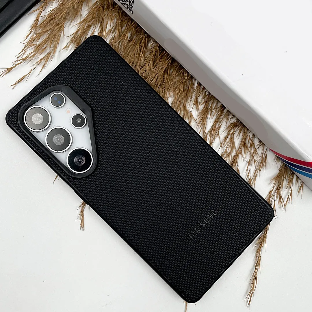 Samsung Galaxy S24 Ultra Leather Case, Signature Luxury Doted Vegan Leather Case - Black