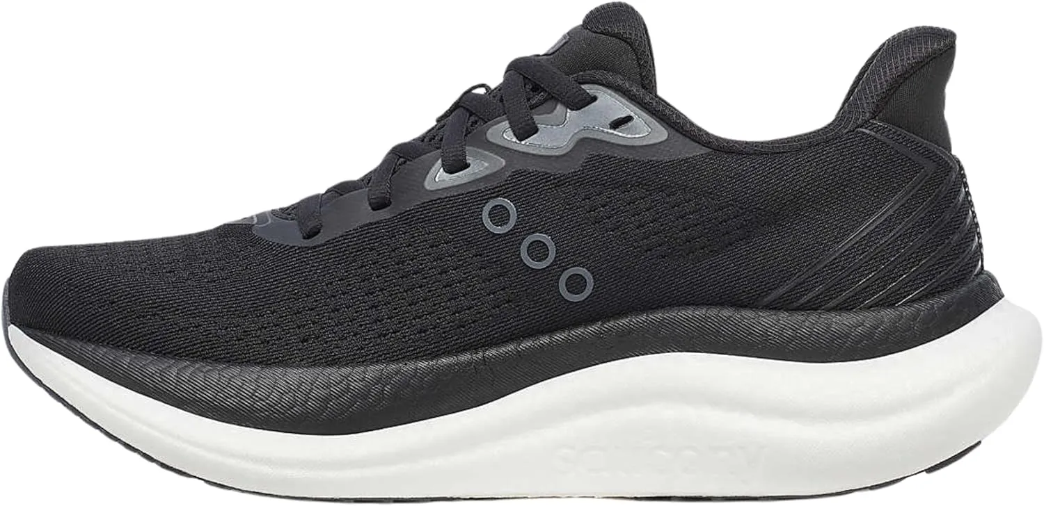 Saucony Women's Triumph 23 Sneaker, Black/White, 7 Wide