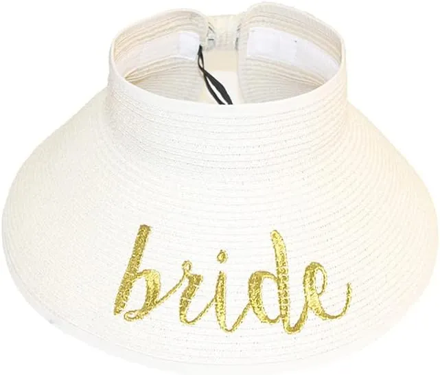 ScarvesMe Women's Adjustable Bride Roll up Straw Visor Sun Hat