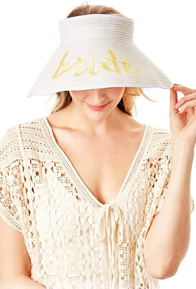 ScarvesMe Women's Adjustable Bride Roll up Straw Visor Sun Hat