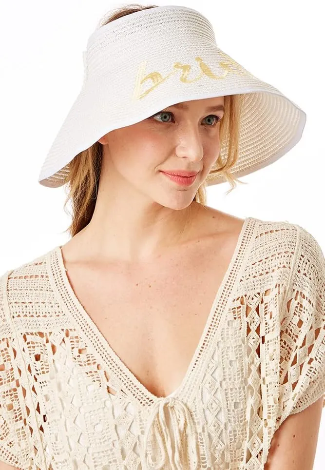 ScarvesMe Women's Adjustable Bride Roll up Straw Visor Sun Hat