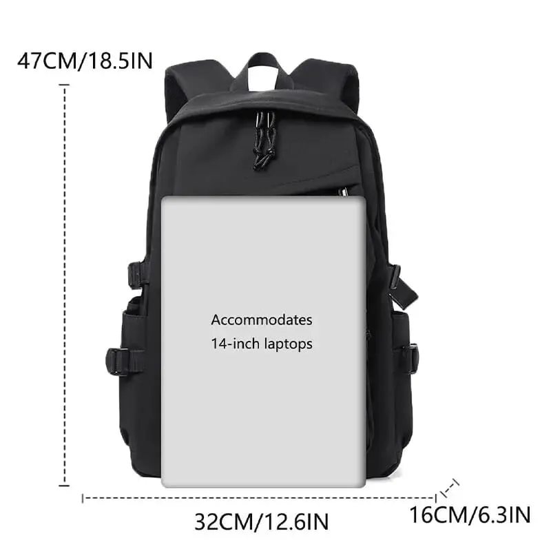 School large capacity black backpack