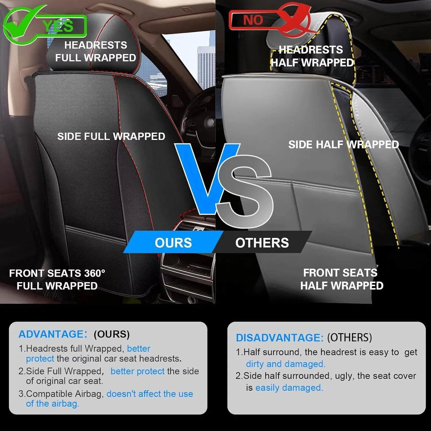 Seat Covers Fit for Nissan Sentra 2008-2025 Full Set Car Seat Cover Faux Leather Seat Cushion Waterproof Auto Protectors(Black)-2 Rows 5 Seats