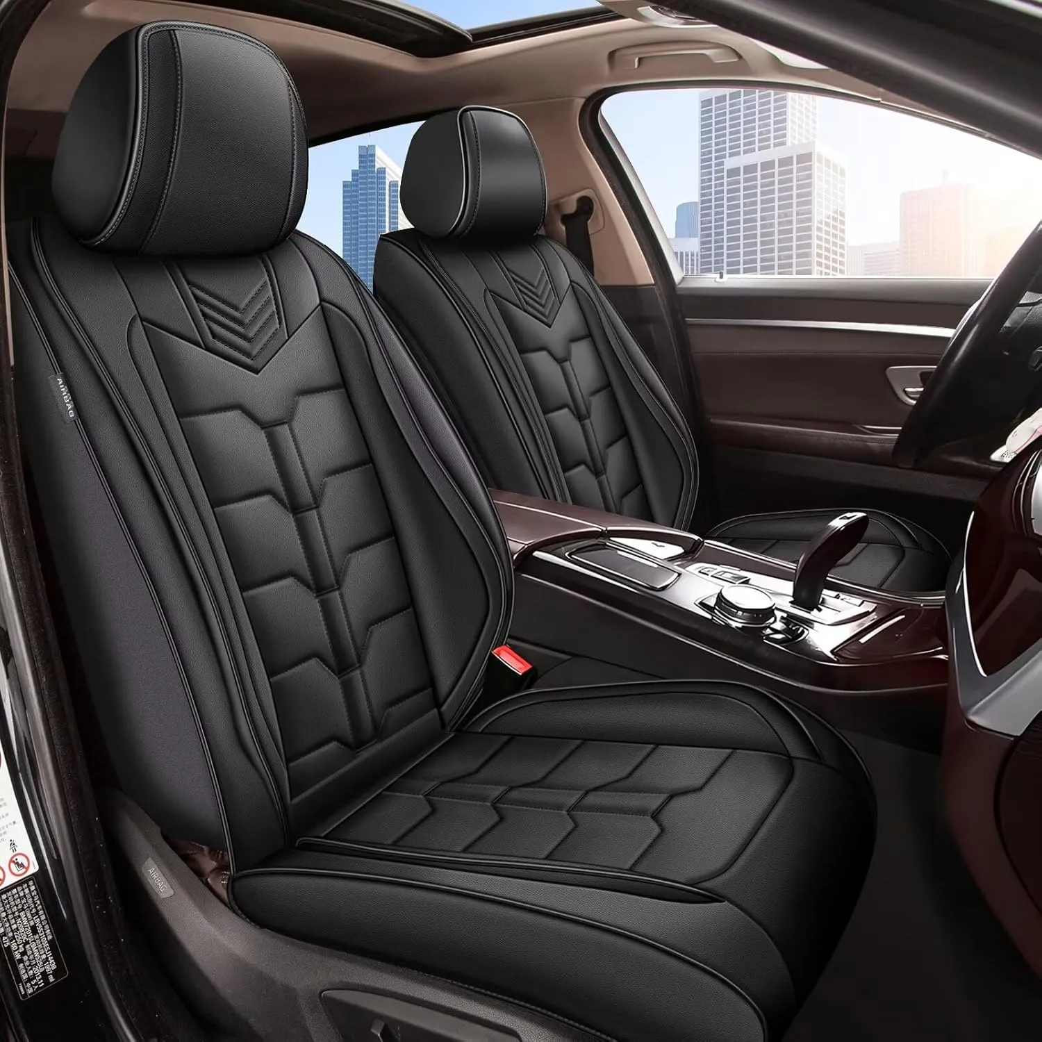 Seat Covers Fit for Nissan Sentra 2008-2025 Full Set Car Seat Cover Faux Leather Seat Cushion Waterproof Auto Protectors(Black)-2 Rows 5 Seats