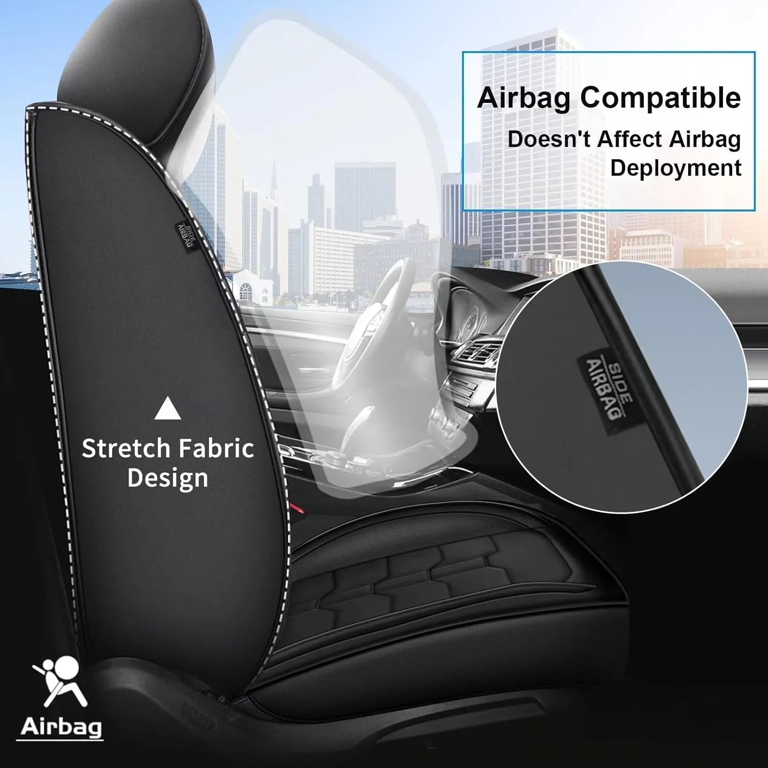 Seat Covers Fit for Nissan Sentra 2008-2025 Full Set Car Seat Cover Faux Leather Seat Cushion Waterproof Auto Protectors(Black)-2 Rows 5 Seats
