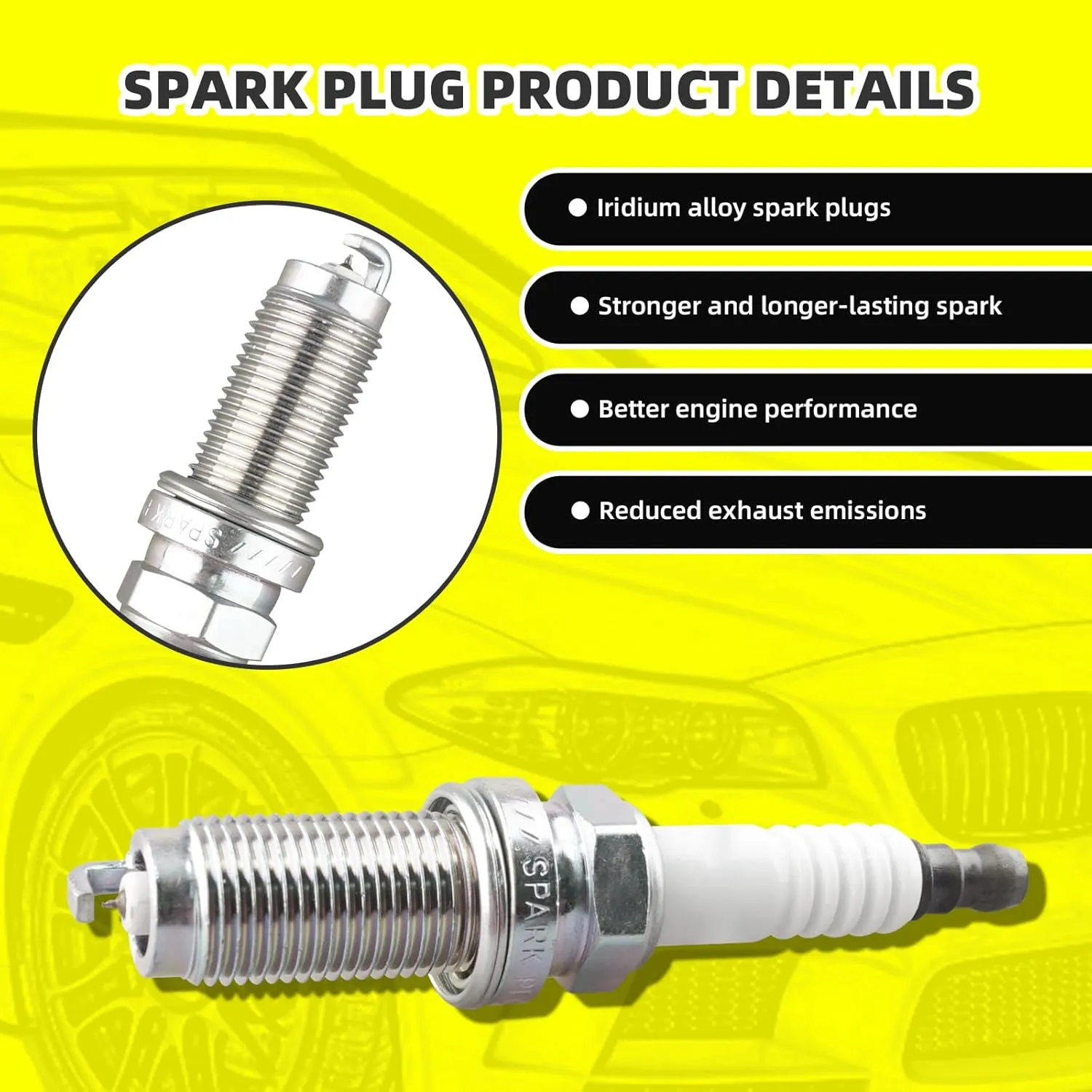 Set of 4 Ignition Coils Pack UF532 MR994642 & 4 PCS Iridium Spark Plugs Compatible with Mitsubishi Eclipse Galant Outlander 2.4L 3.8L