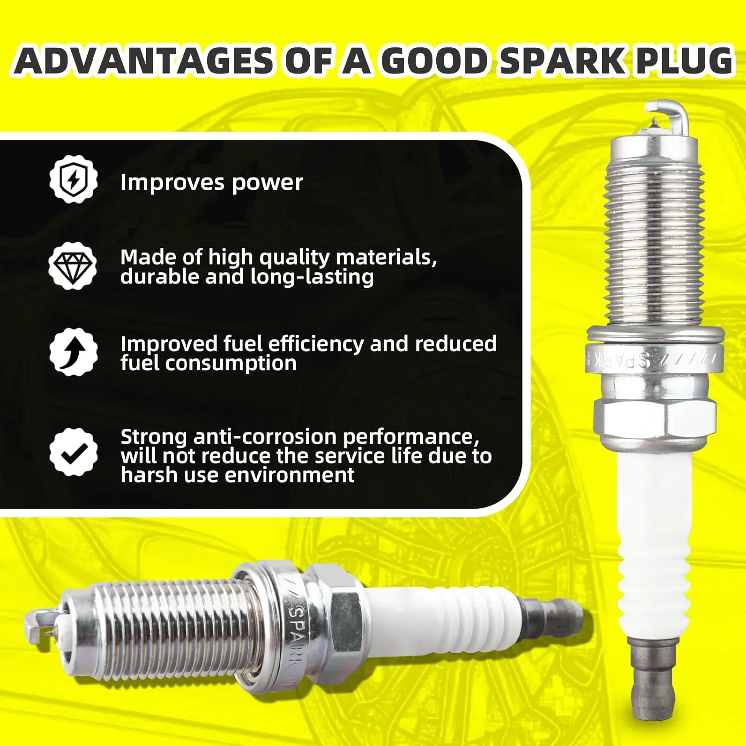 Set of 4 Ignition Coils Pack UF532 MR994642 & 4 PCS Iridium Spark Plugs Compatible with Mitsubishi Eclipse Galant Outlander 2.4L 3.8L