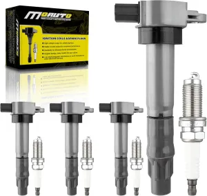 Set of 4 Ignition Coils Pack UF532 MR994642 & 4 PCS Iridium Spark Plugs Compatible with Mitsubishi Eclipse Galant Outlander 2.4L 3.8L
