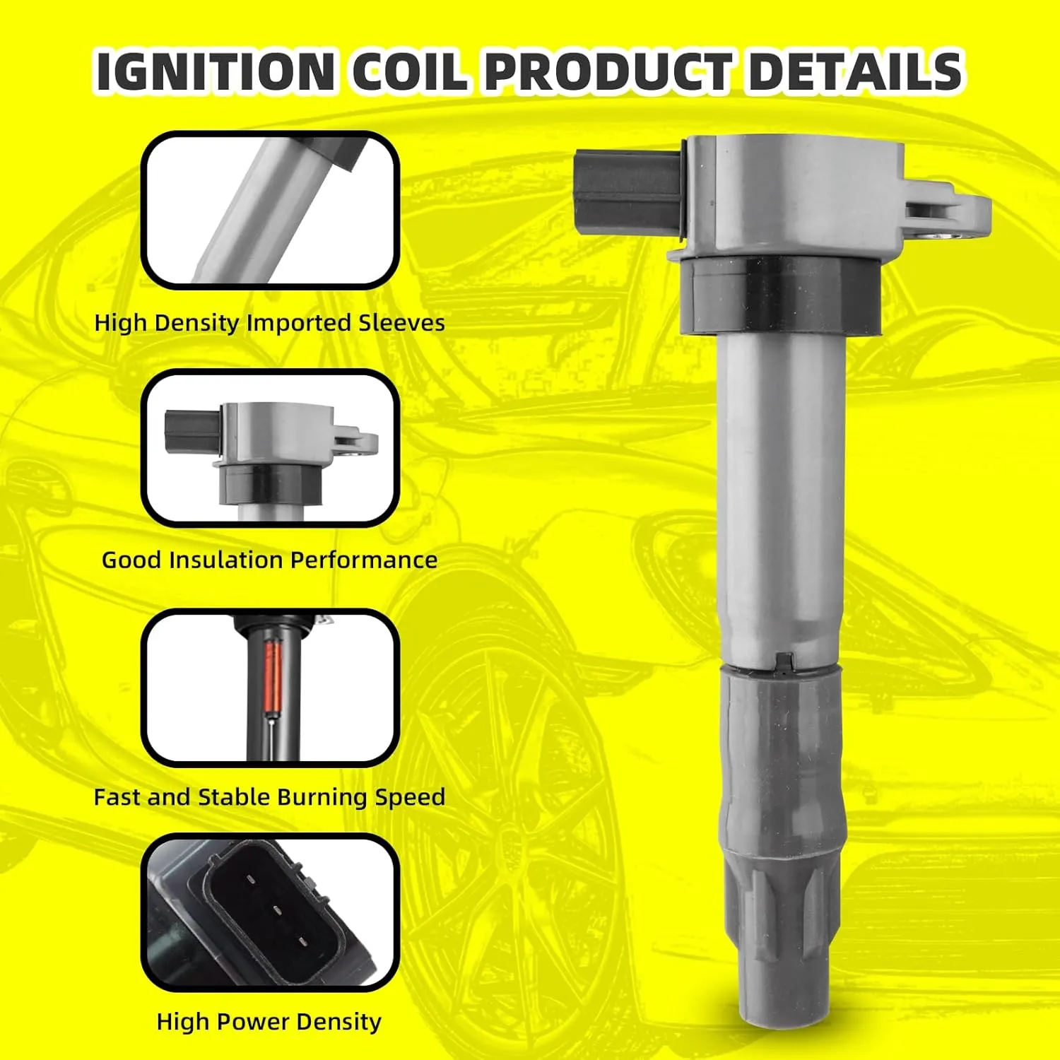 Set of 4 Ignition Coils Pack UF532 MR994642 & 4 PCS Iridium Spark Plugs Compatible with Mitsubishi Eclipse Galant Outlander 2.4L 3.8L