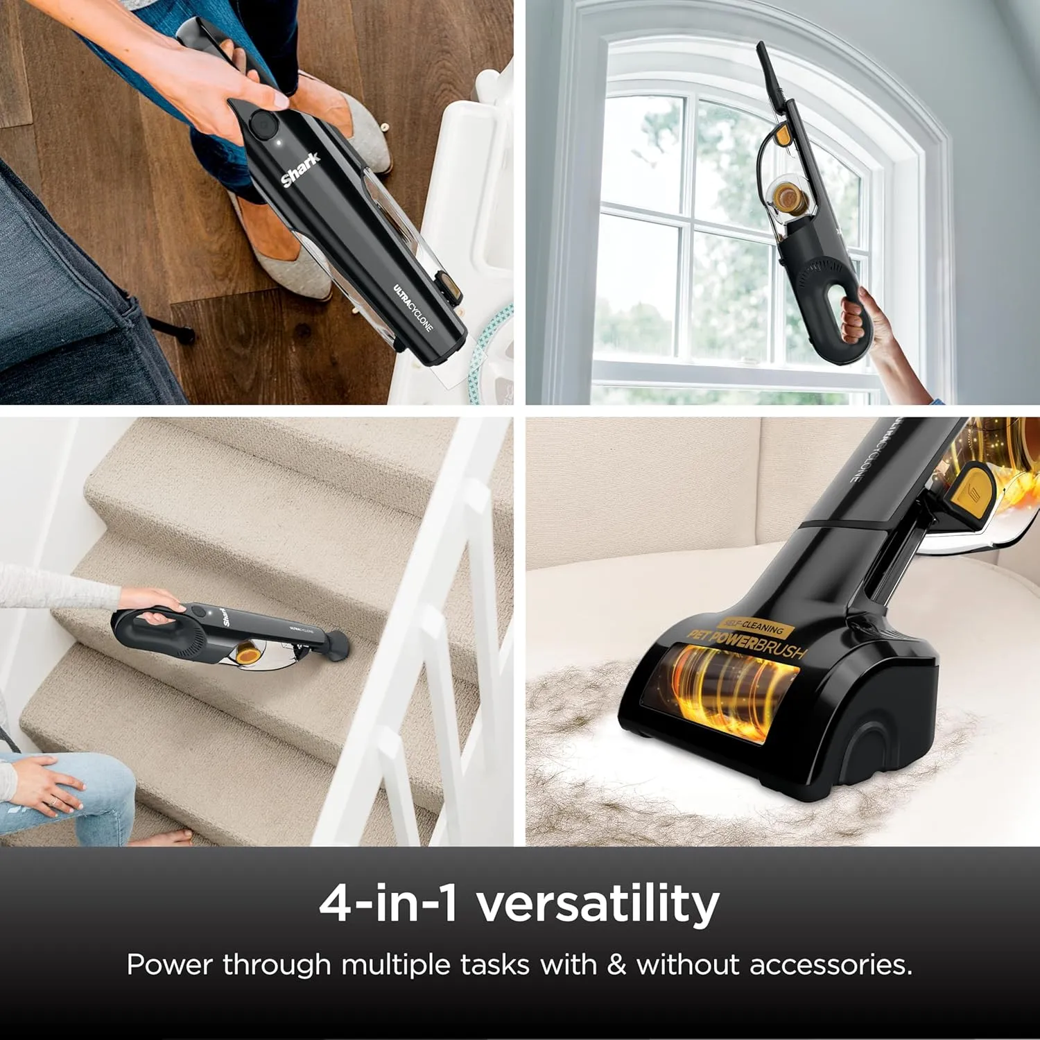 Shark UltraCyclone Pet Pro Plus Cordless Hand Vacuum, Powerful Suction, Handheld Vacuum for Car & Home, Pet Power Brush, Crevice Tool, Scrubbing Brush, XL Dust Cup, Black, CH951
