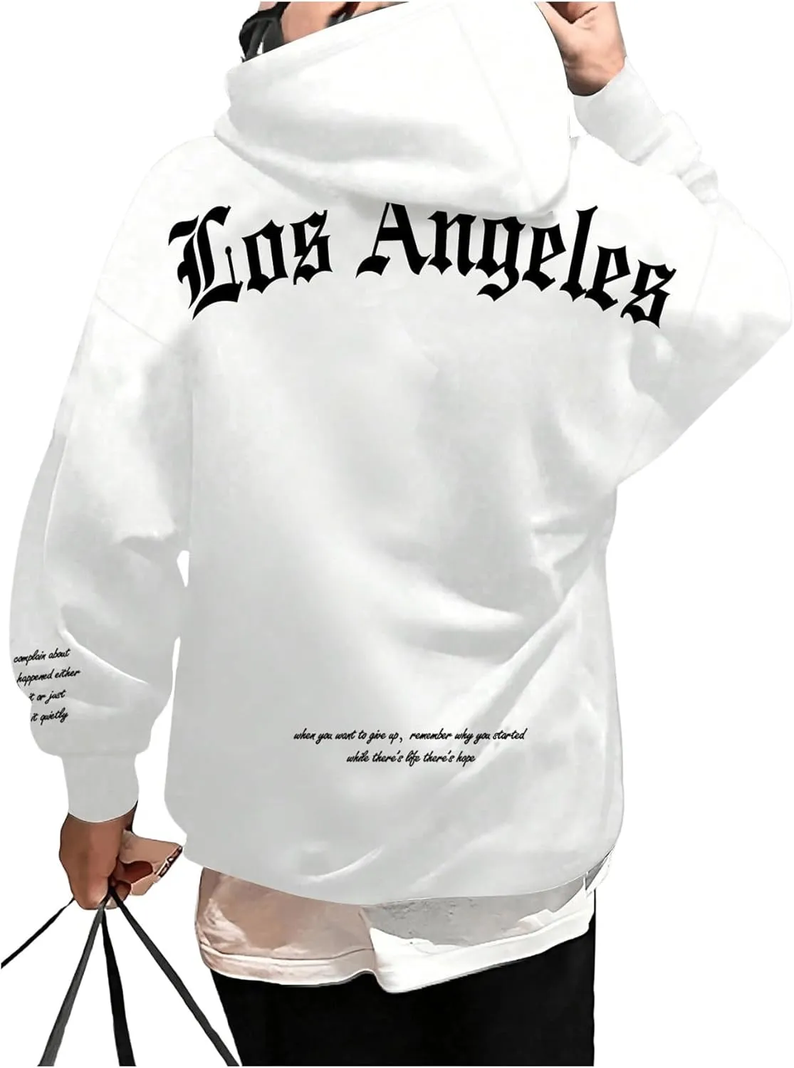 SHENHE Men's Graphic Hooded Sweatshirt Oversized Letter Print Casual Hoodie Pullover