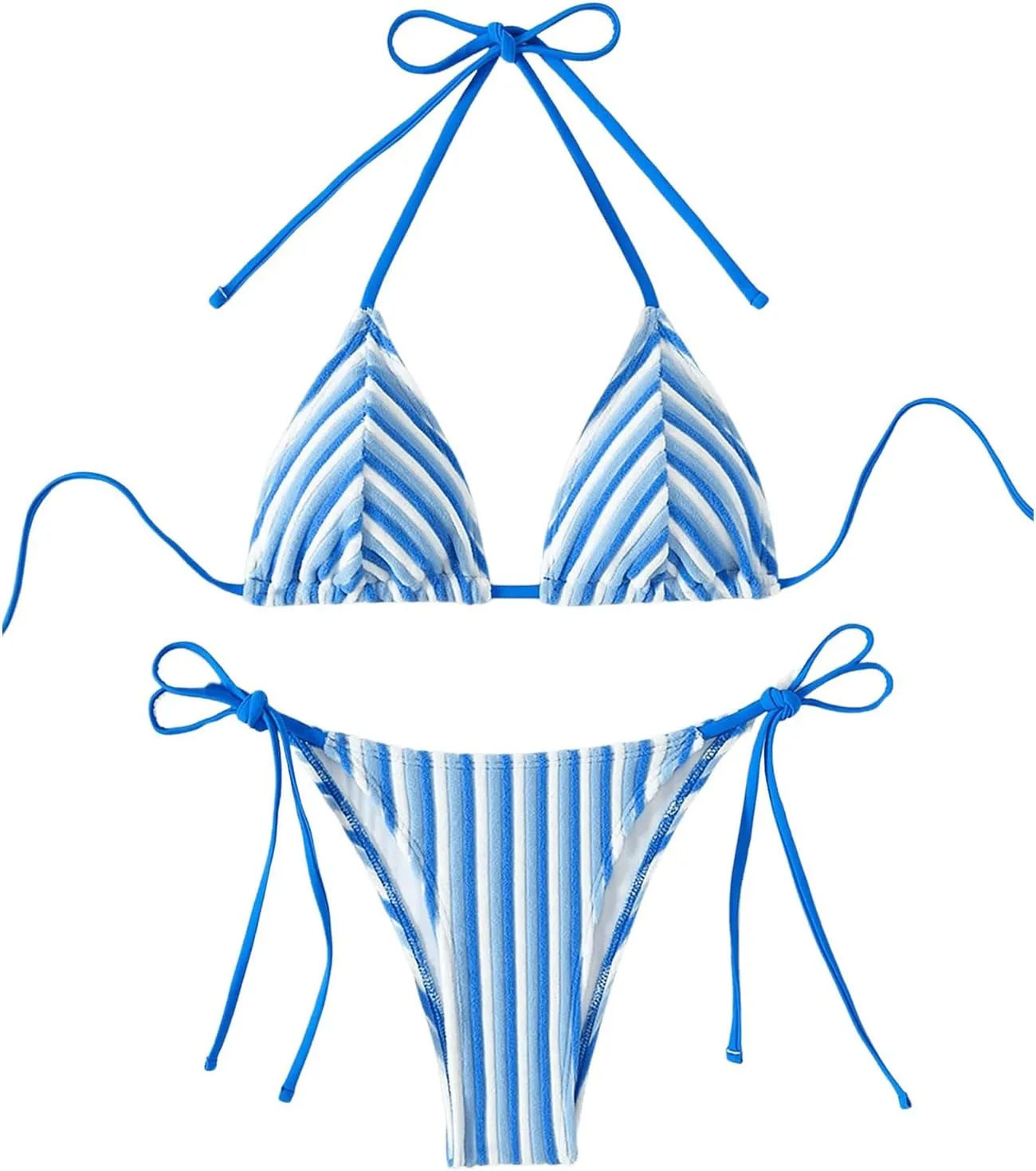 SHENHE Women's 2 Piece Swimsuit Floral Print Halter Tie Side Triangle Bikini Set