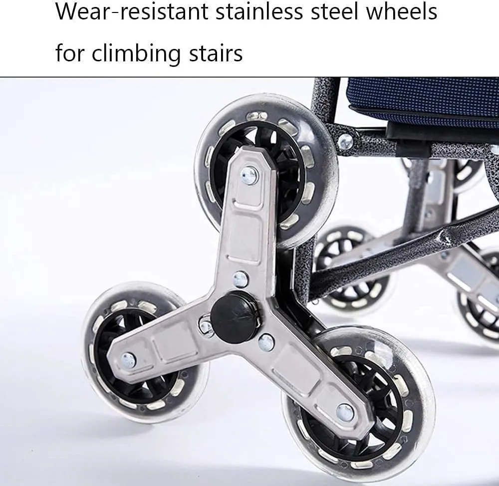 Shopping Trolley Climbing Trolley for Stair Climber with 6 Wheels 30L Foldable Grocery Cart with Oxford Clot Waterproof Foldable Trolley Wear-Resistant