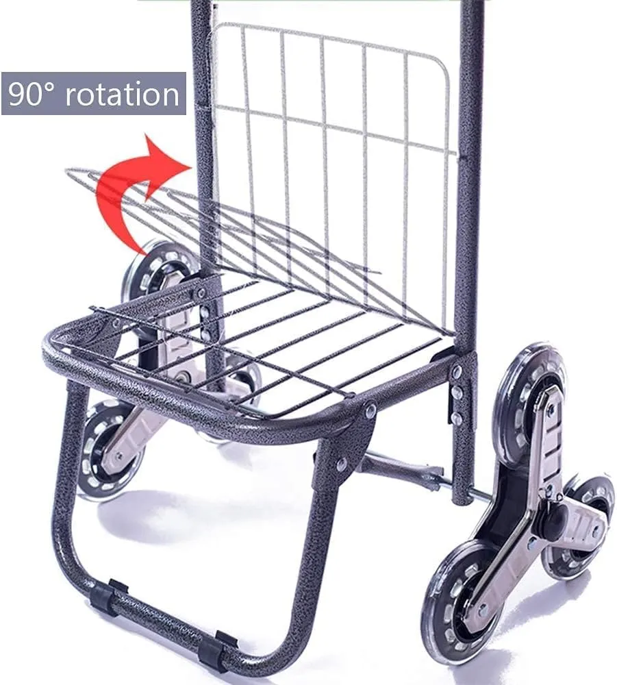 Shopping Trolley Climbing Trolley for Stair Climber with 6 Wheels 30L Foldable Grocery Cart with Oxford Clot Waterproof Foldable Trolley Wear-Resistant