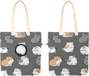 Show Head Pet Canvas Shoulder Bag, Cute Kawaii Cats Kittens (3) Pet Out Bag, Outcrop, Pet Out Shoulder Bag.