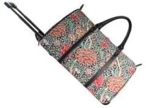 Signare Tapestry Travel Bag Overnight Bags Weekend Bag with Wheel for Women with William Morris The Cray (Cray, Pull-CRAY)