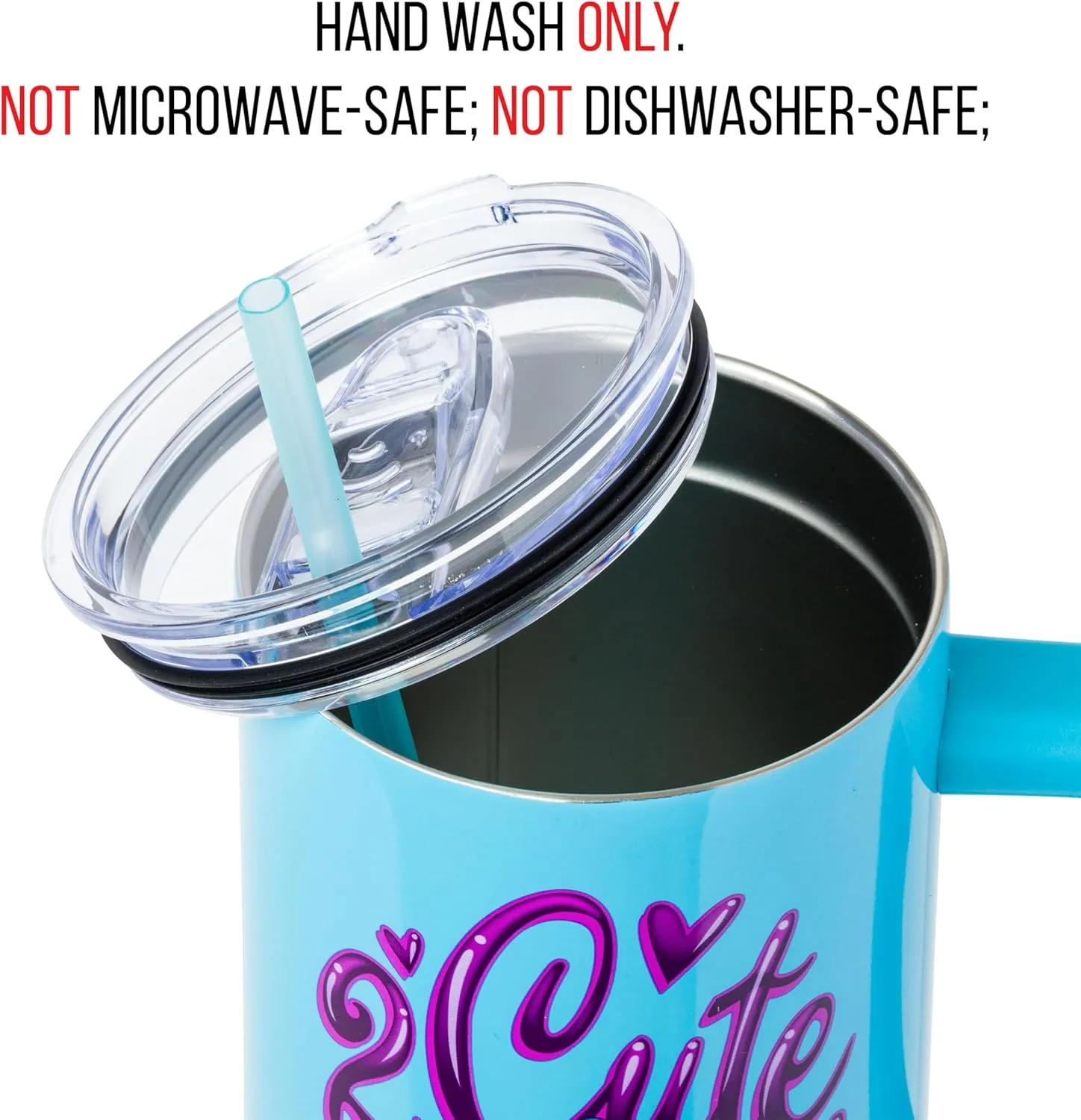 Silver Buffalo Disney Lilo and Stitch 2 Cute Kawaii Stitch Sitting Stainless Steel Tumbler with Handle and Straw, Fits in Standard Cup Holder, 40 Ounces