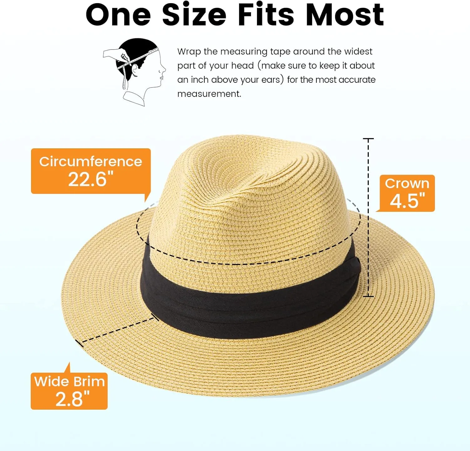 Simplicity Mens Women's Wide Brim Straw Panama Sun Hat