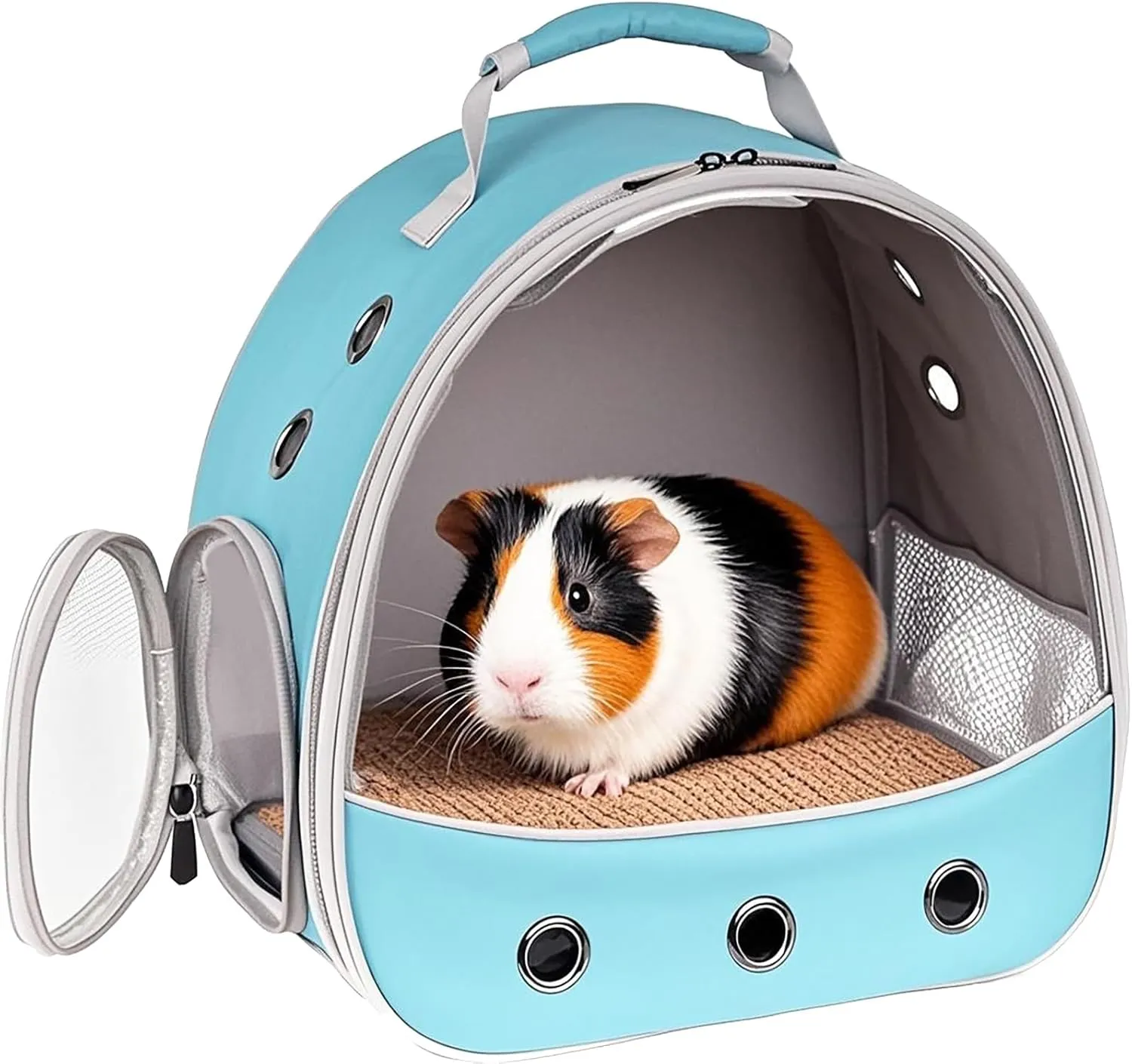 Small Animal Travel Carrier Backpack to Carry and Transport Guinea Pig Birds Bearded Dragon, Clear Front Window, Portable Bag to Transport Hamster