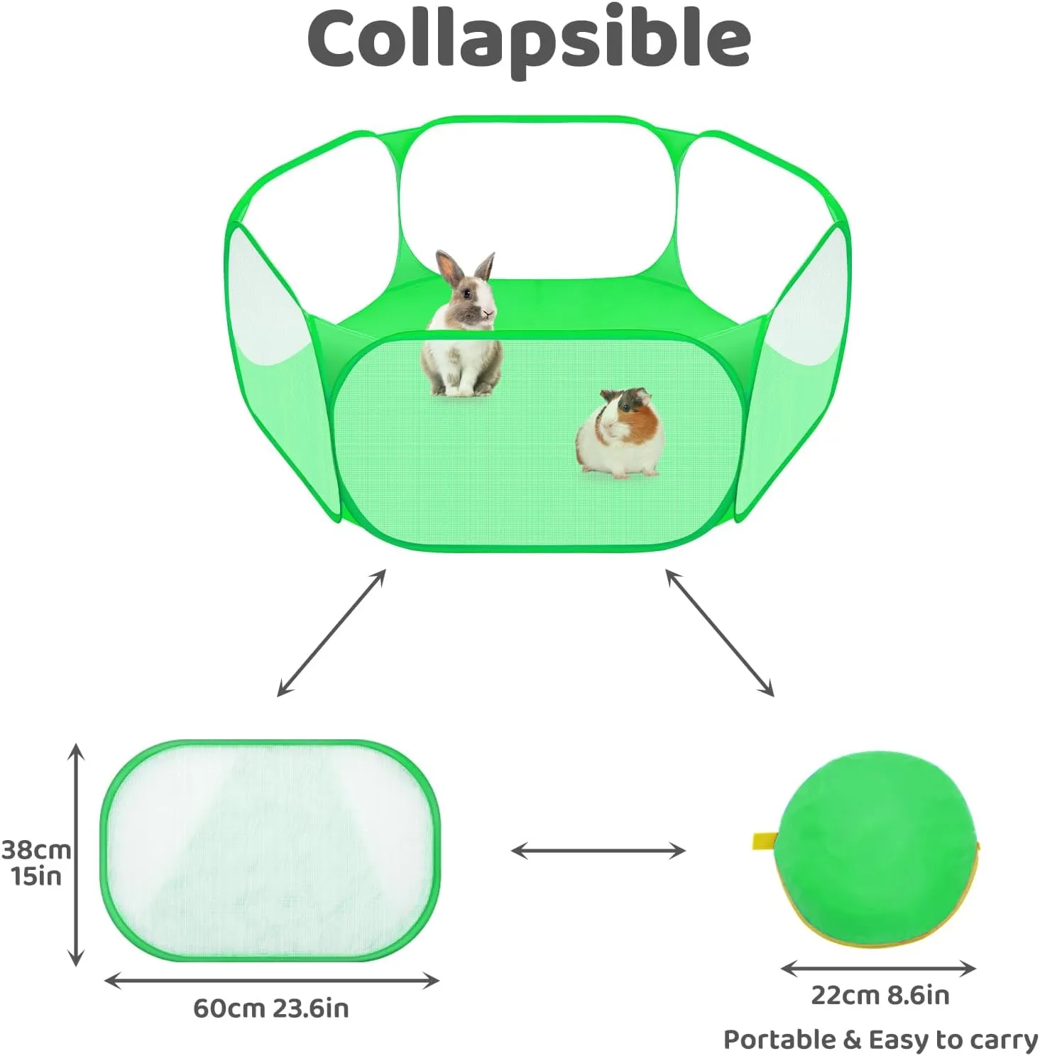 Small Animals C&C Cage Tent, Breathable & Transparent Pet Playpen Pop Open Outdoor/Indoor Exercise Fence, Portable Yard Fence for Guinea Pig, Rabbits, Hamster, Chinchillas and Hedgehogs