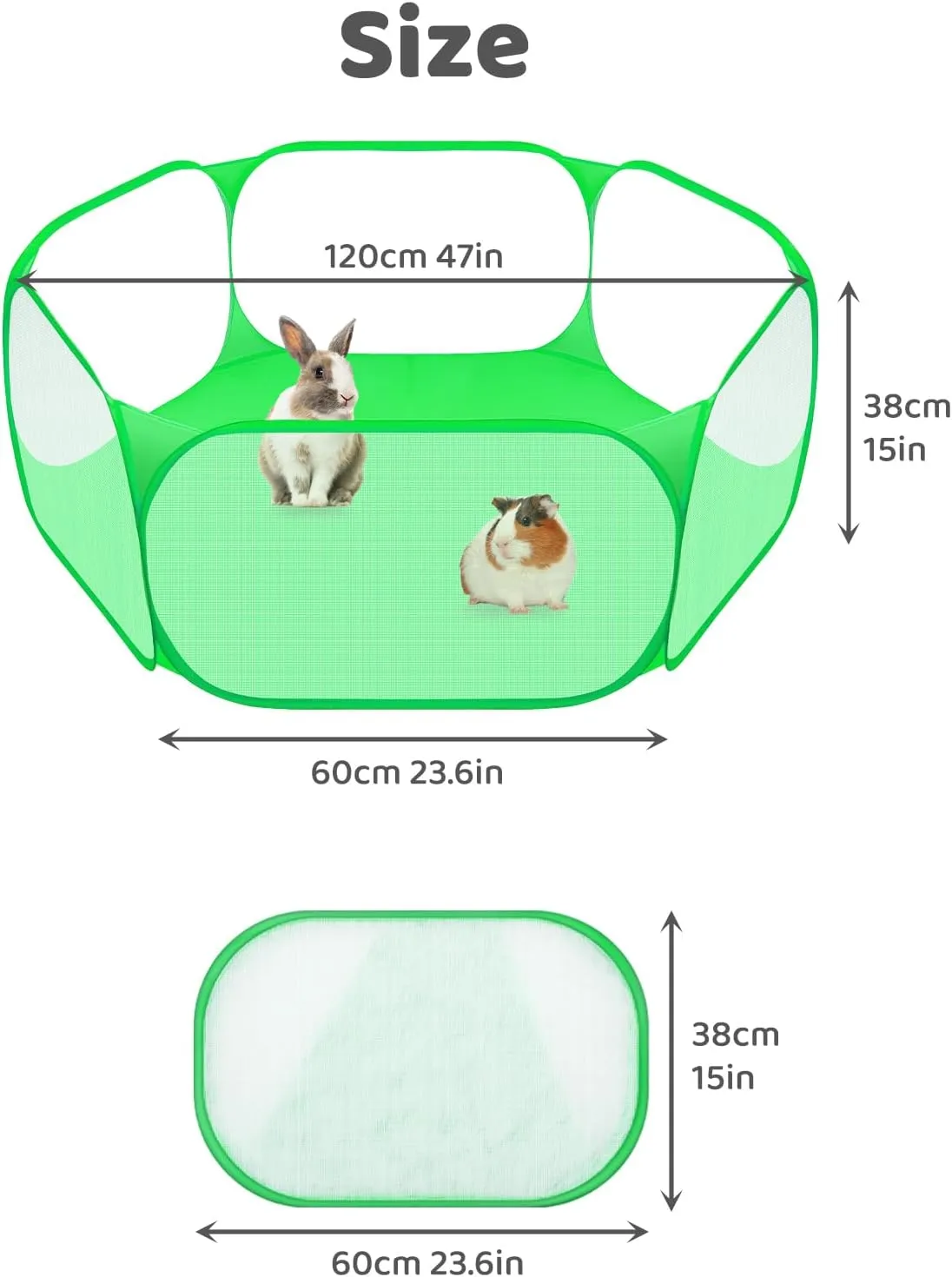 Small Animals C&C Cage Tent, Breathable & Transparent Pet Playpen Pop Open Outdoor/Indoor Exercise Fence, Portable Yard Fence for Guinea Pig, Rabbits, Hamster, Chinchillas and Hedgehogs