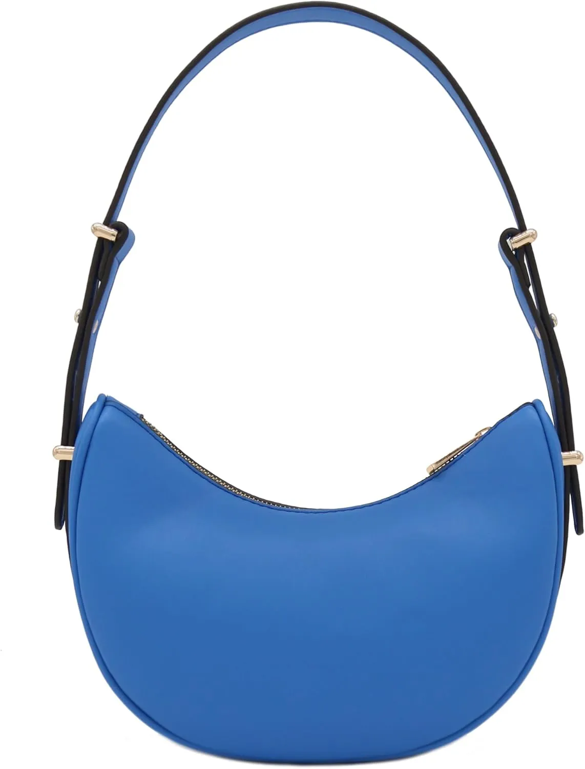 Small Crescent Smooth Faux Leather Underarm Shoulder Bag