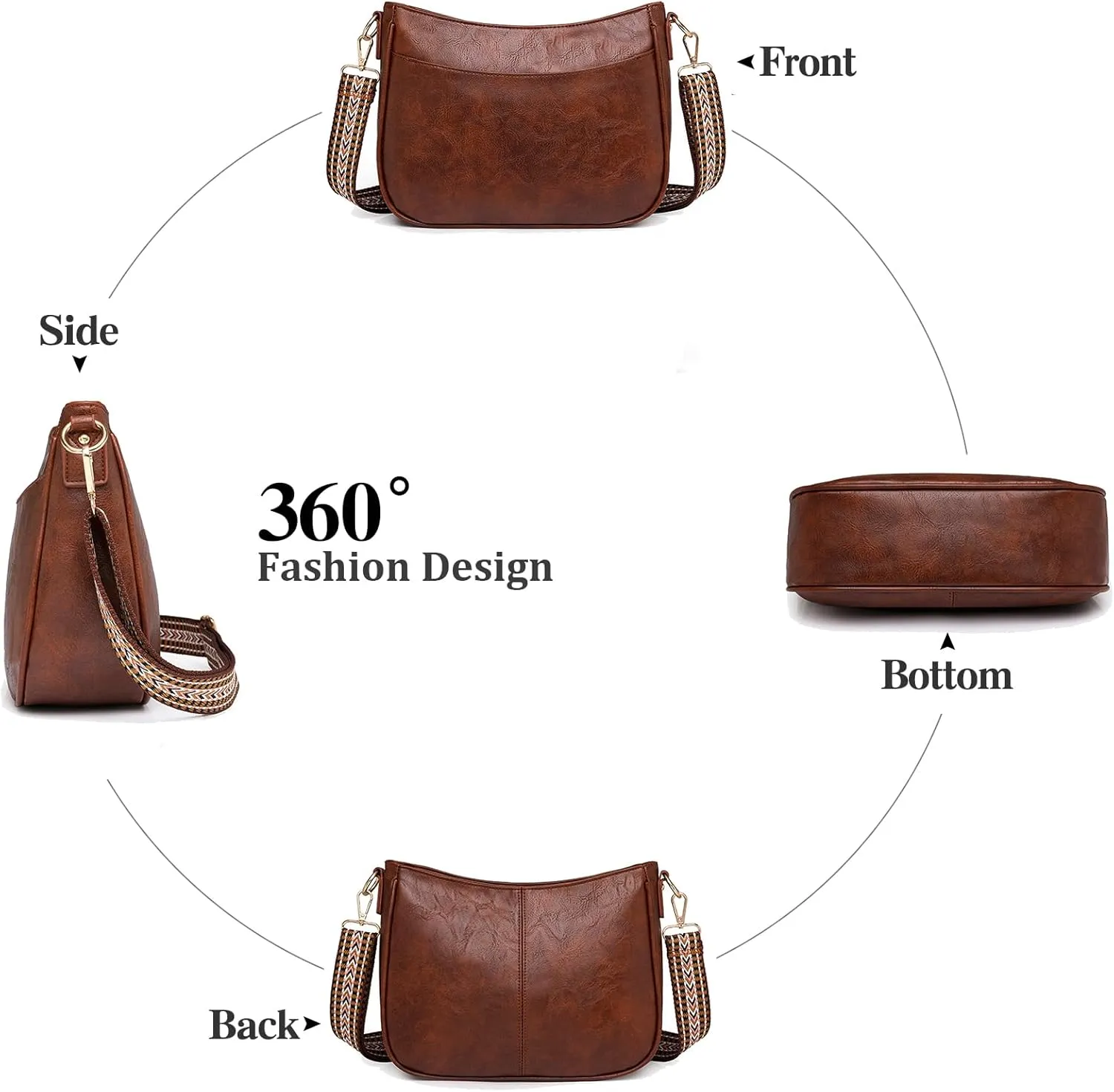 Small Crossbody Purse Leather Crossbody Bags for Women Fashion Handbag Cell Phone Crossover Shoulder Bag for Women