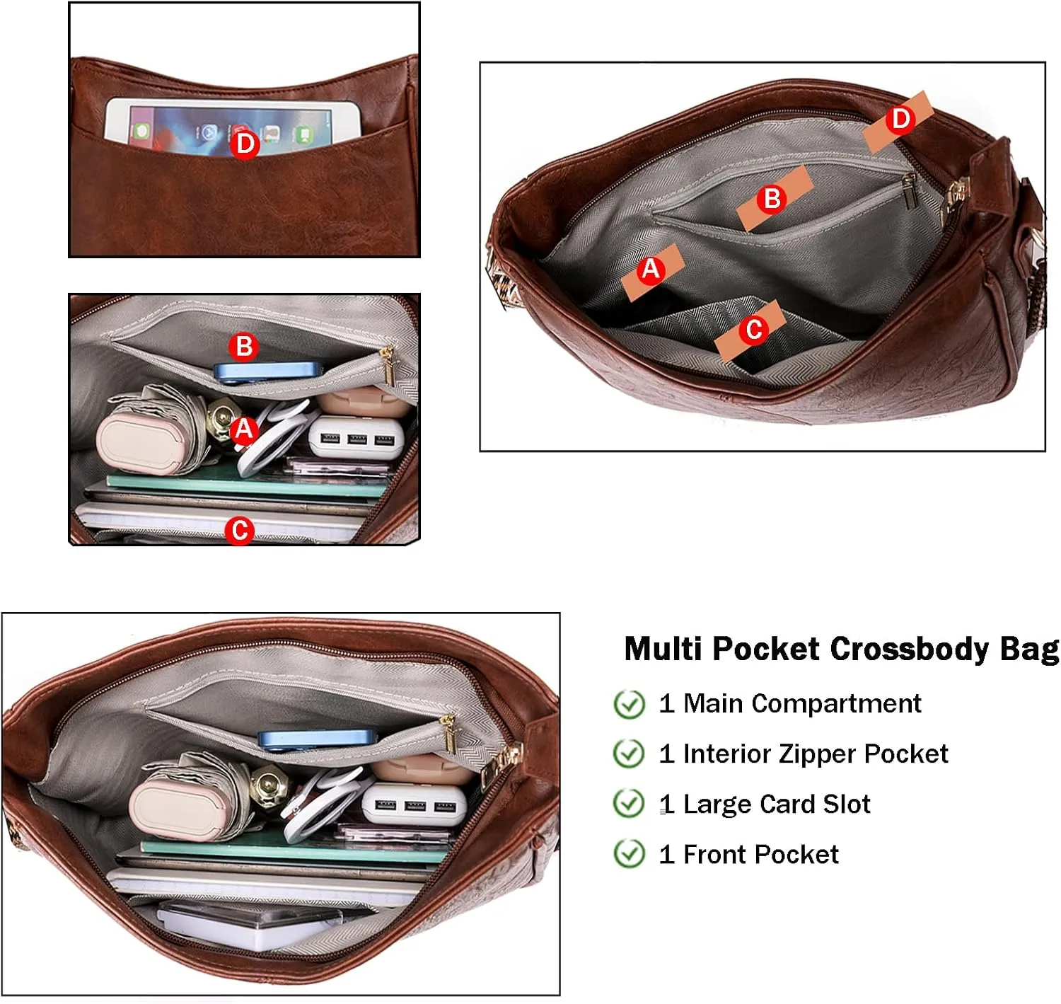 Small Crossbody Purse Leather Crossbody Bags for Women Fashion Handbag Cell Phone Crossover Shoulder Bag for Women
