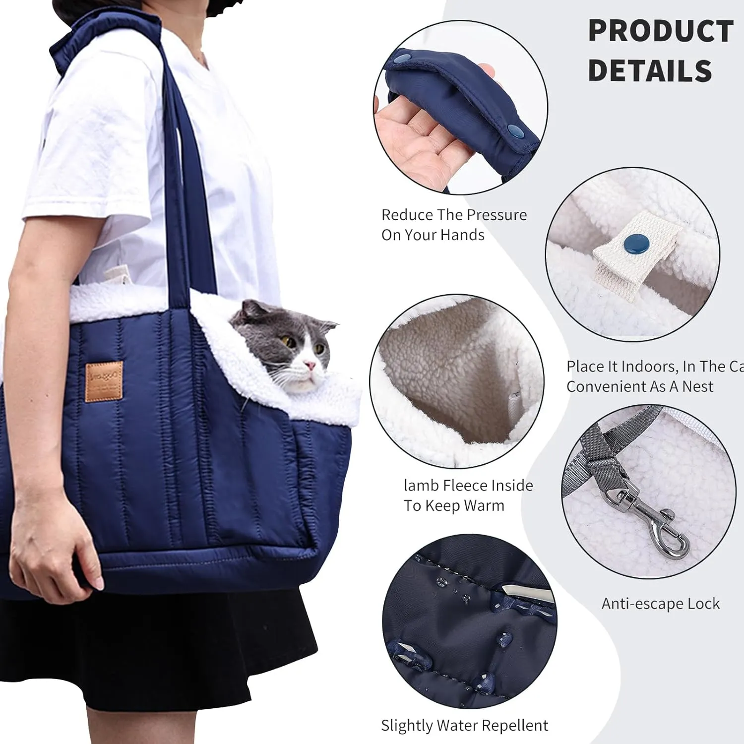 Small Dog Carrier Purse,Portable Dog Carrier Handbag for Small Dogs,Winter Fleece Warm Dog Tote Bag Carrier with Secure Harness Clip,Pet Travel Handbag for Shopping, Hiking and Walking