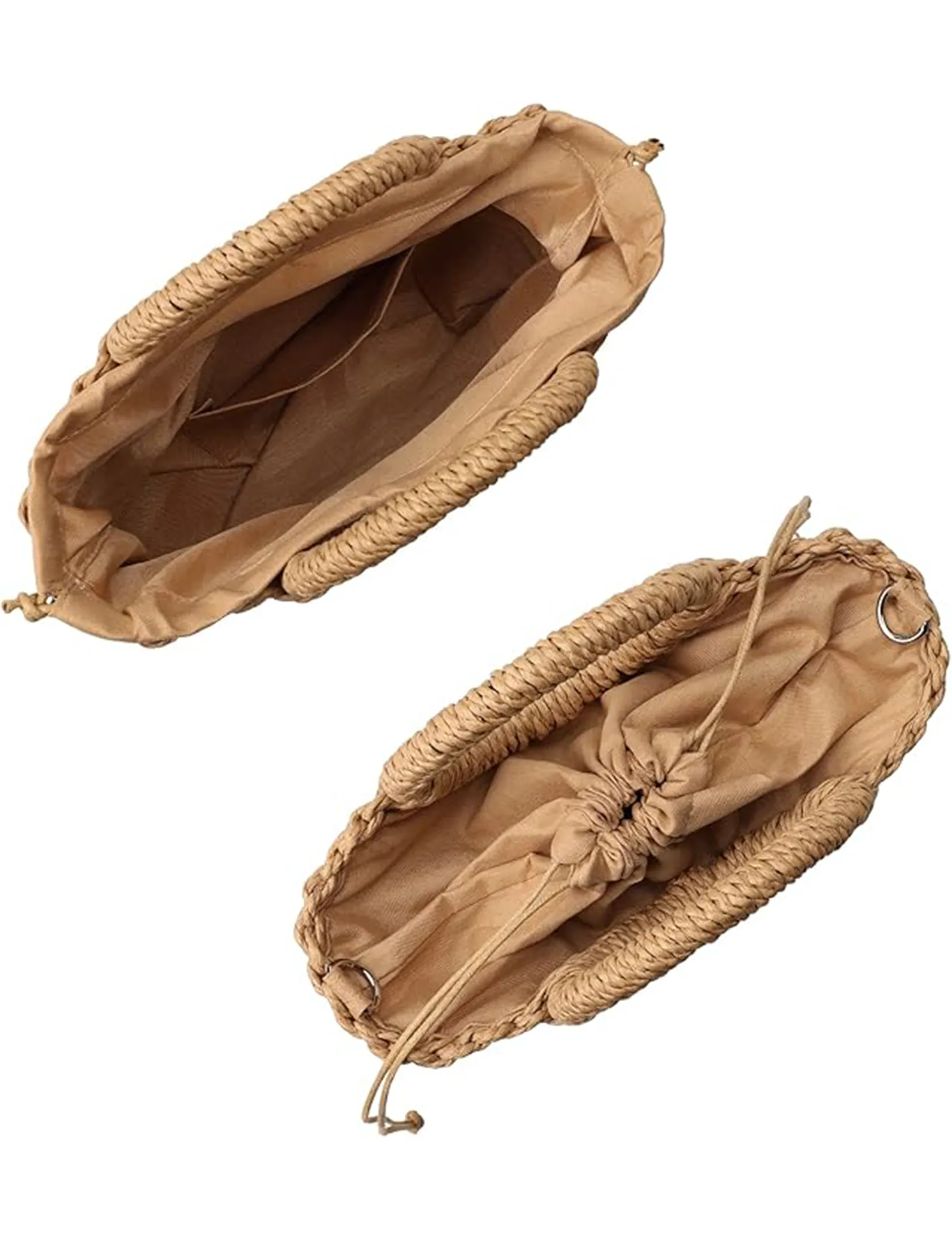 Small Horseshoe Straw Bag, Tan