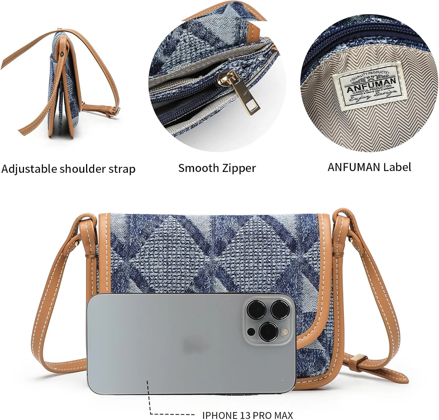 Small Jean Demi Purse Denim Crossbody Bags for Women Denim Handbag Cross Body Shoulder Bags Design for Woman