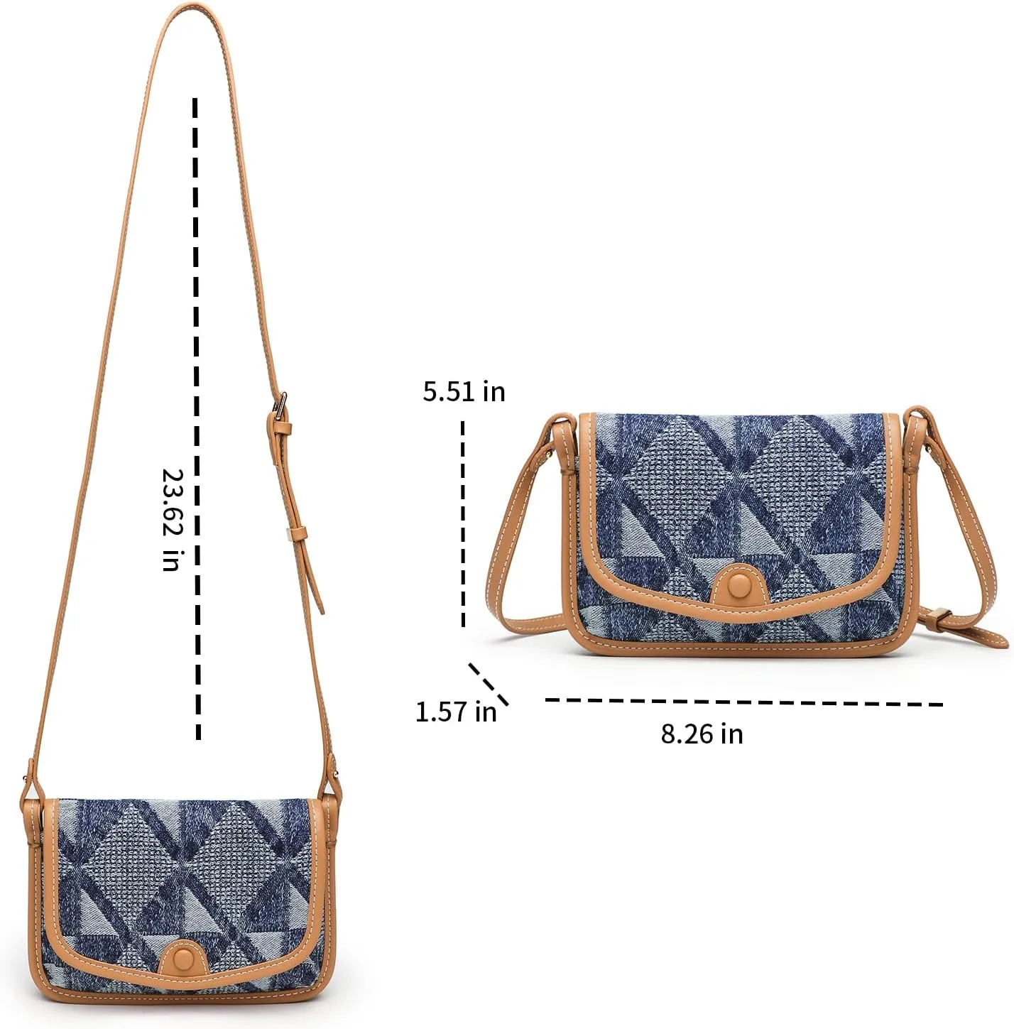 Small Jean Demi Purse Denim Crossbody Bags for Women Denim Handbag Cross Body Shoulder Bags Design for Woman