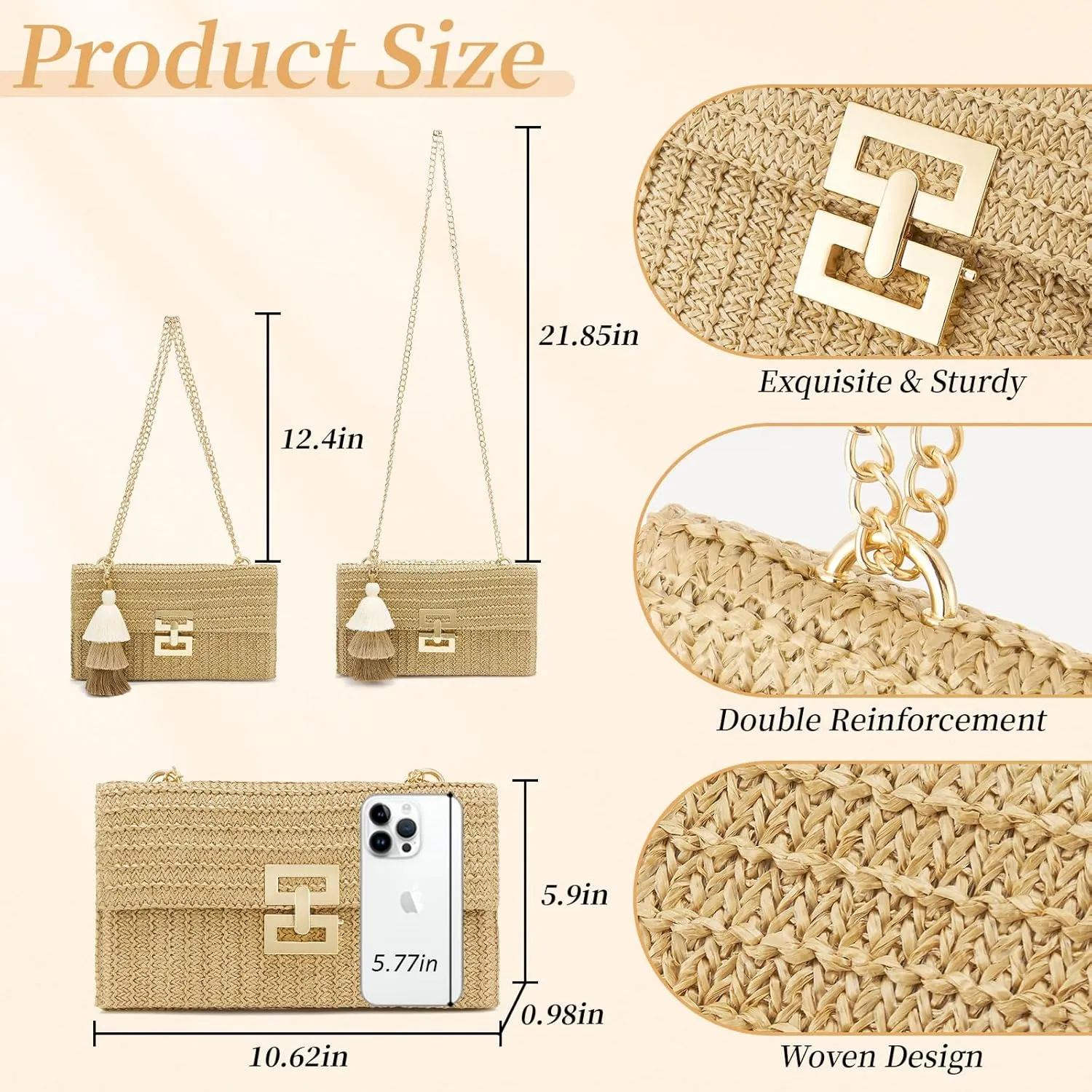 Small Straw Purse for Women Summer Clutch Purses Beach Woven Envelope Bag Raffia Shoulder,Straw Crossbody Bag boho