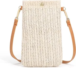 Small Straw Woven Crossbody Bag Cell Phone Purse Shoulder Straw Clutch Summer Beach Wallet Handbags For Women Girl Vacation