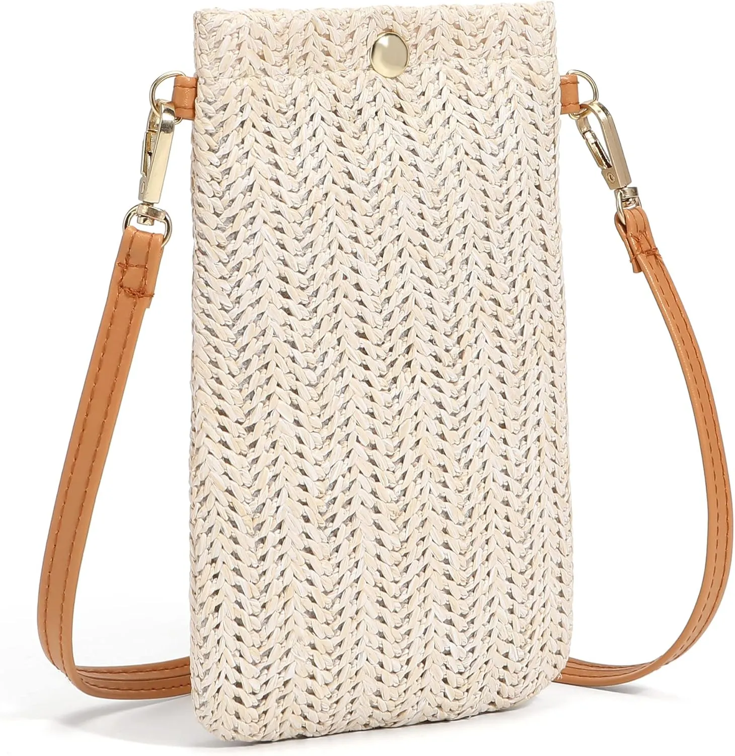 Small Straw Woven Crossbody Bag Cell Phone Purse Shoulder Straw Clutch Summer Beach Wallet Handbags For Women Girl Vacation