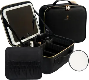 SnapStyle LED Makeup Bag, Travel Case with Lighted Mirror, Waterproof PU Leather, Customizable Storage, Portable for Travel