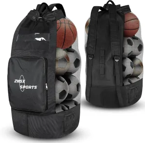 Soccer Ball Bag,Large Mesh Ball Bag Sports Equipment Net Bag With Drawstring Closure Shoulder Strap and Oversized Front Pocket Storage Basketball,Volleyball,Football Accessories