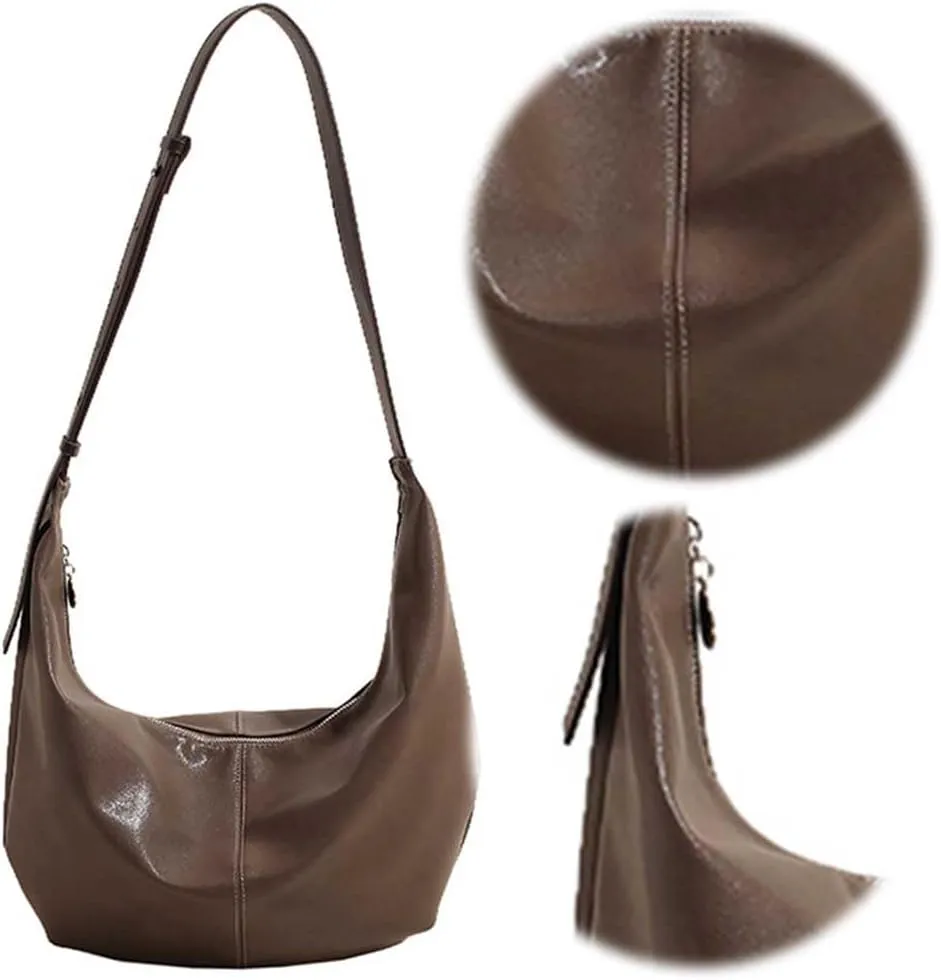 Soft Leather Crossbody Bag for Women | Large Capacity Travel Shoulder Bag in Solid Black