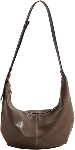 Soft Leather Crossbody Bag for Women | Large Capacity Travel Shoulder Bag in Solid Black
