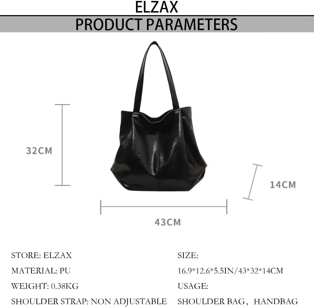 Soft Leather Hobo Bags for Women Vintage Slouchy Tote Bag Hobo Purses and Handbags Large Capacity Shoulder Bag