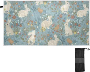 Soft Turkish Towels Beach Towels Rabbit Floral Vintage Bunny Oversized Pool Towels Quick Dry Travel Towel Summer Beach Gifts for Women 60 x 30 Inch
