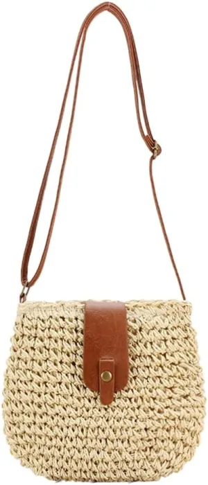 Solyinne Shoulder Bag for Women Straw Handbag Mini Summer Beach Crossbody Handwoven Beach Straw Bag