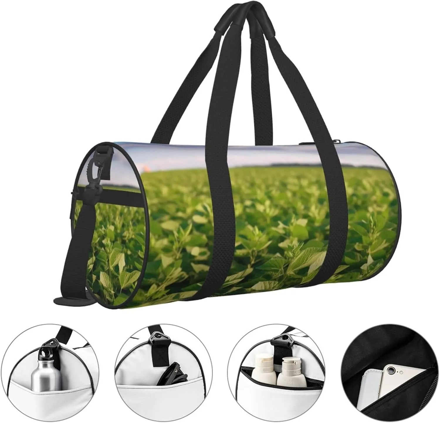 Soybean Field Travel Duffle Bag for Men Women Sport Gym Bag Foldable Weekender Bag Carry on Overnight Bag for Travel Swimming Basketball