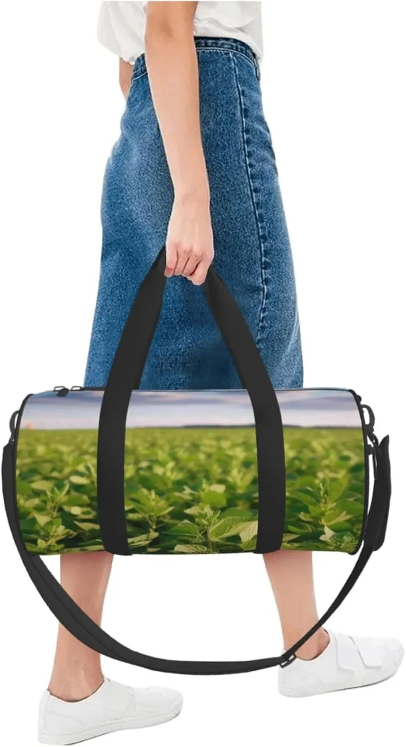 Soybean Field Travel Duffle Bag for Men Women Sport Gym Bag Foldable Weekender Bag Carry on Overnight Bag for Travel Swimming Basketball