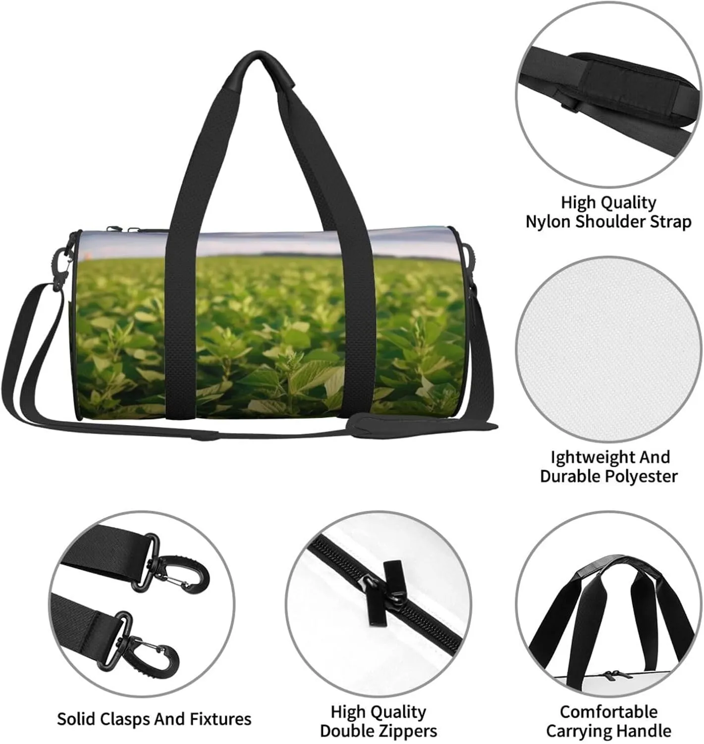 Soybean Field Travel Duffle Bag for Men Women Sport Gym Bag Foldable Weekender Bag Carry on Overnight Bag for Travel Swimming Basketball