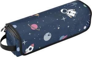Spacecraft Outer Space Hair Tools Travel Bag with Heat Resistant Mat, Travel Carrying Case for Curling Iron, Straightener, Portable Organizer Cosmetic Bag