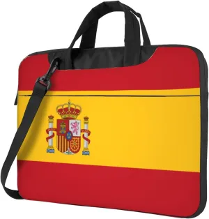 Spanish flag Laptop Bag, Multifunctional Shoulder Messenger Bag, 14.96 Inch Long Computer Case, Briefcase Handbag Shoulder Bag