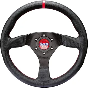 Sparco Steering Wheel R383 Champion Black Leather/Red Stiching