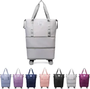 Sparkhomez Travel Bag with Wheels, 2025 New Large Capacity Travel Bags, Travel Bag with Wheel Carry on Flight Approved, Wheel-Equipped (grey)
