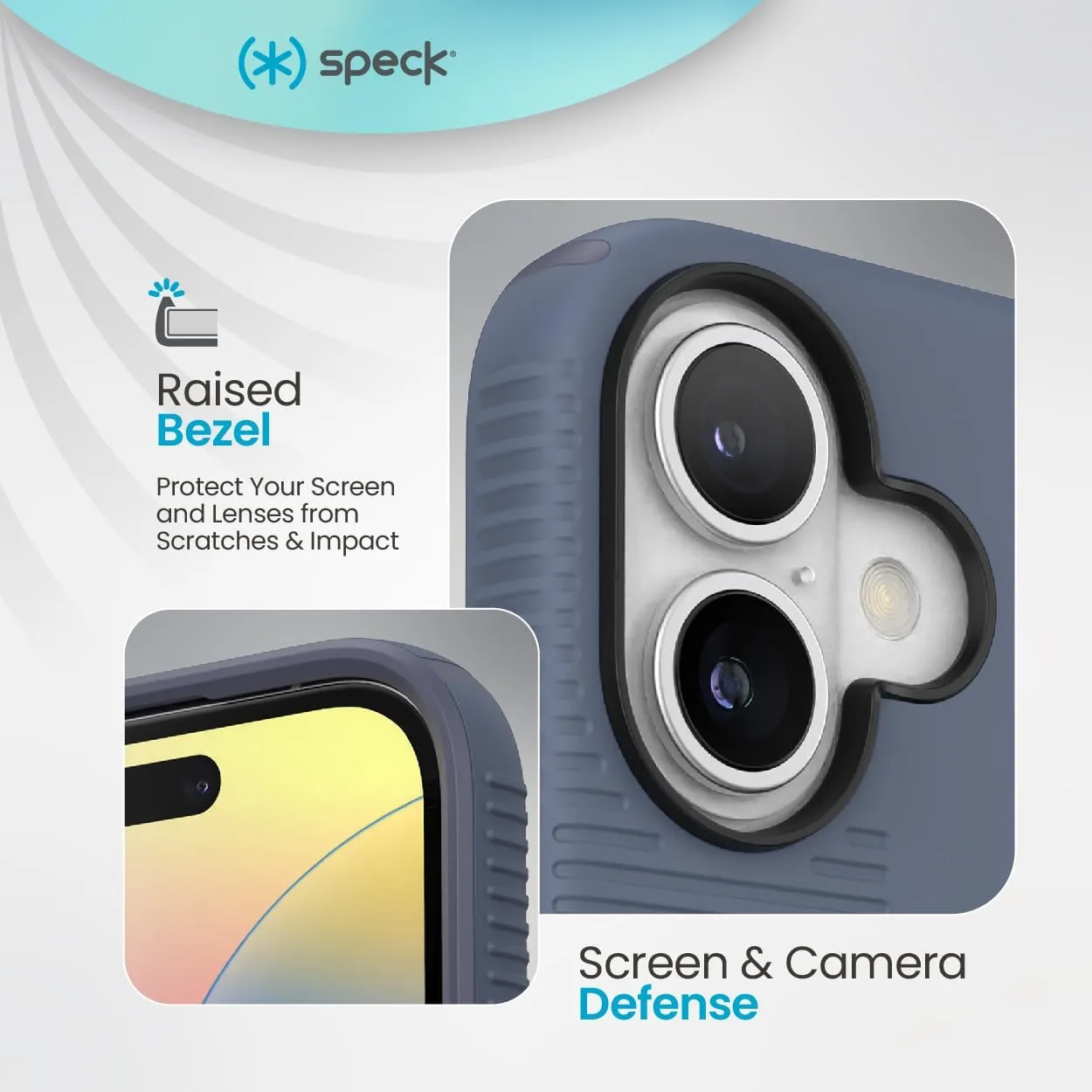 Speck CandyShell Grip iPhone 16 Case - Slim MagSafe - Mystery Blue/Faded Denim
